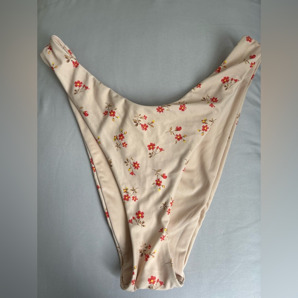 Aerie Cream Floral Print Swim bottoms